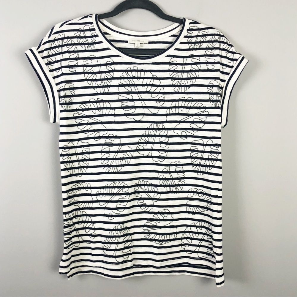SKIES ARE BLUE | Striped Palm Leaves Top X-Small